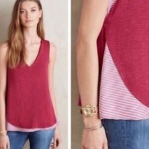 Anthropologie Deletta Red Weekdays Layered Tank Top Shirt Large